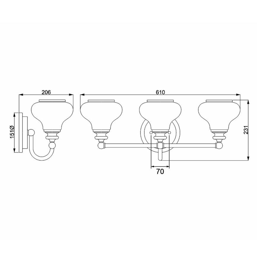 Hinkley - LED Sieninis vonios šviestuvas AINSLEY 3xG9/3W/230V IP44