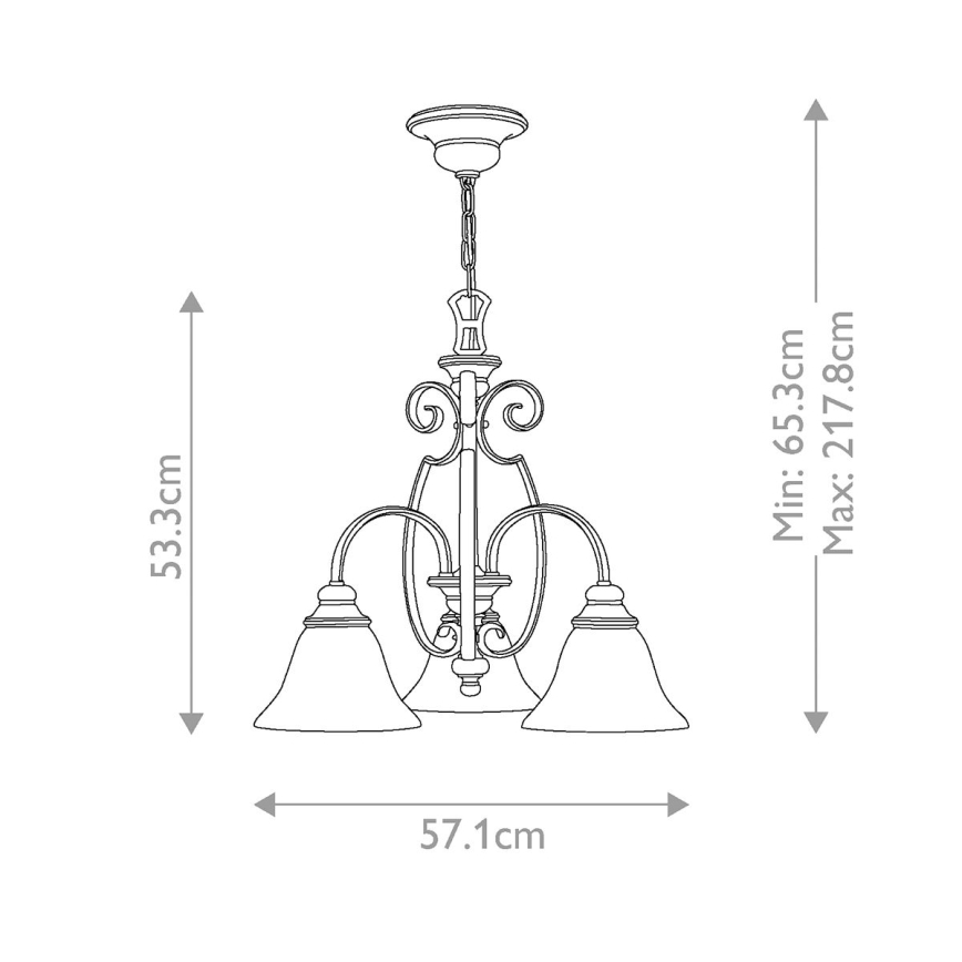 Hinkley - Sietynas, kabinamas ant grandinės CELLO 3xE27/60W/230V