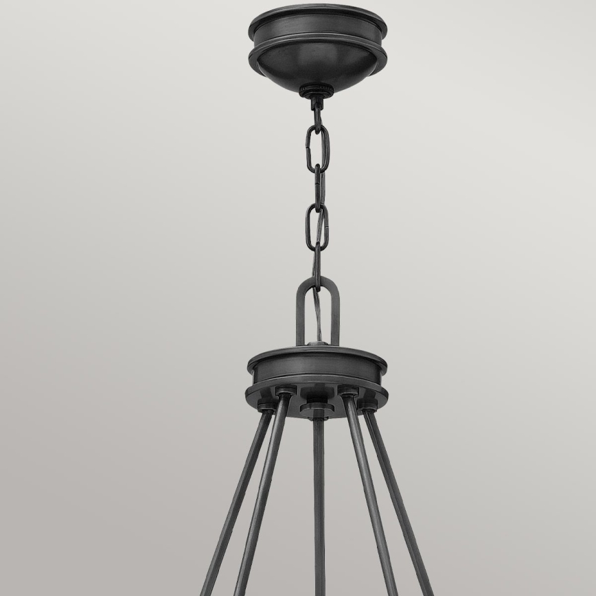 Hinkley - pakabinama liustra COLLIER ant grandinės, 5xE27/40W/230V, skersmuo 68,5 cm, juoda