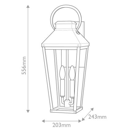 Hinkley - Lauko sieninis šviestuvas DAWSON 2xE14/40W/230V IP44 juoda
