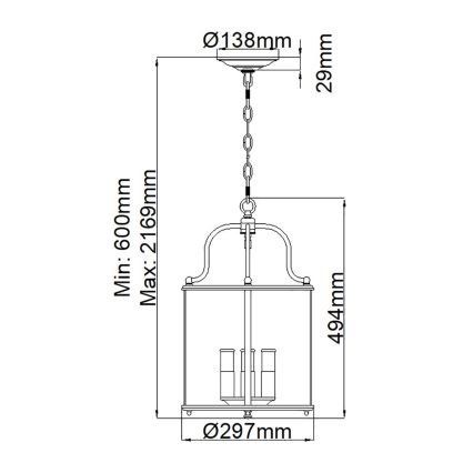 Hinkley - Pakabinamas šviestuvas su grandine GENTRY 4xE14/60W/230V blizgus chromas