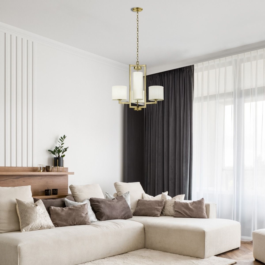Hinkley - Liustra ant grandinės HAMPTON 4xE27/60W/230V auksinė