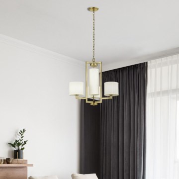 Hinkley - Liustra ant grandinės HAMPTON 4xE27/60W/230V auksinė