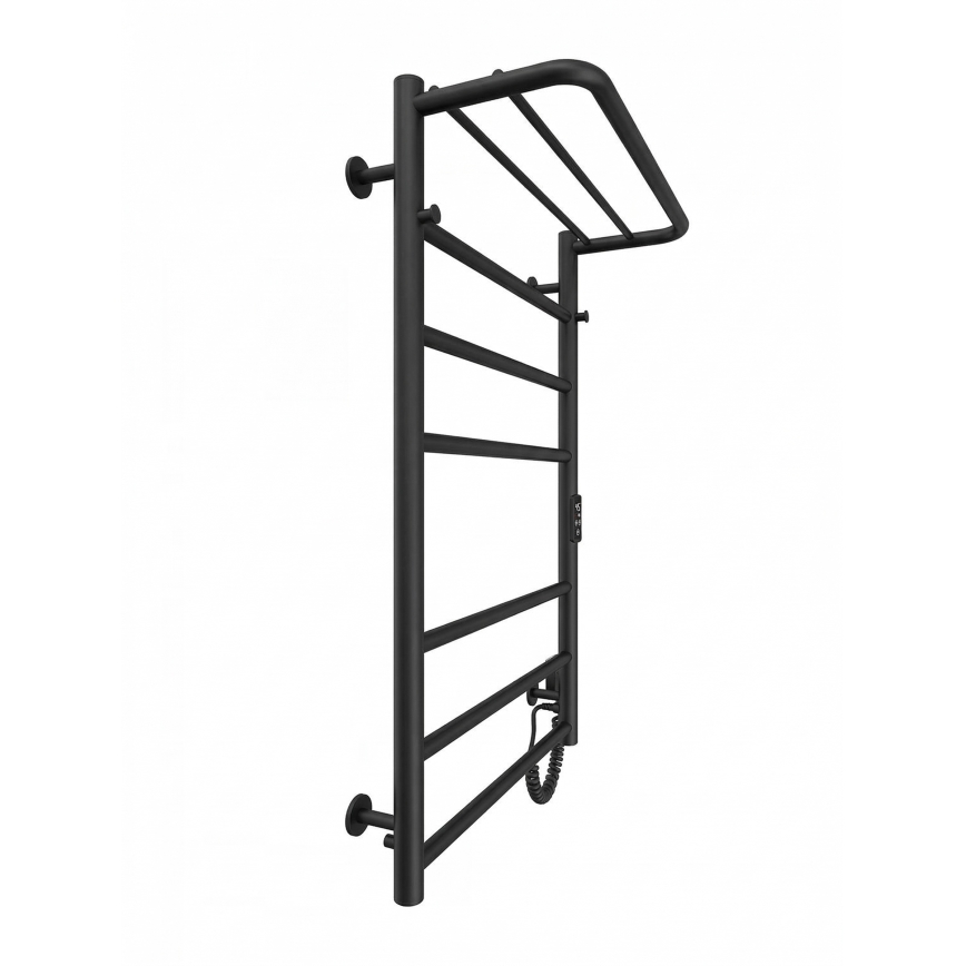 HOME vonios rankšluosčių radiatorius 95W/230V, 77x53 cm, nerūdijančio plieno/juodas, dešininis