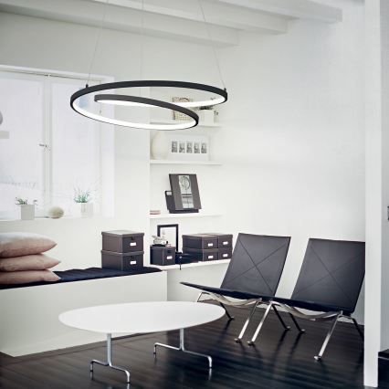 Ideal Lux - dimeriuojamas LED pakabinamas šviestuvas ant laido OZ LED/48W/230V, Ø 60 cm, CRI 90, juodas