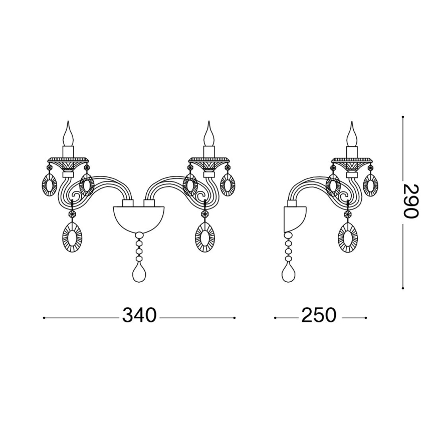 Ideal Lux - krištolas siena lempa NEGRESCO 2xE14/28W/230V auksas
