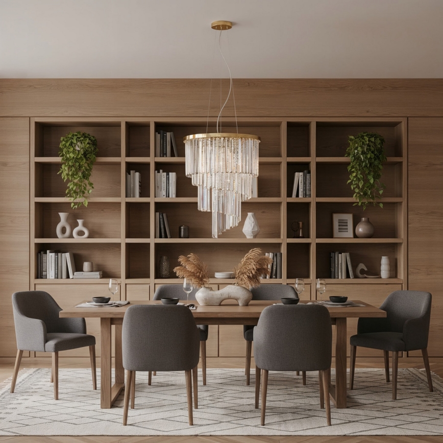 Ideal Lux - Krištolinis pakabinamas sietynas CARLTON 12xE14/40W/230V diametras 50 cm auksas