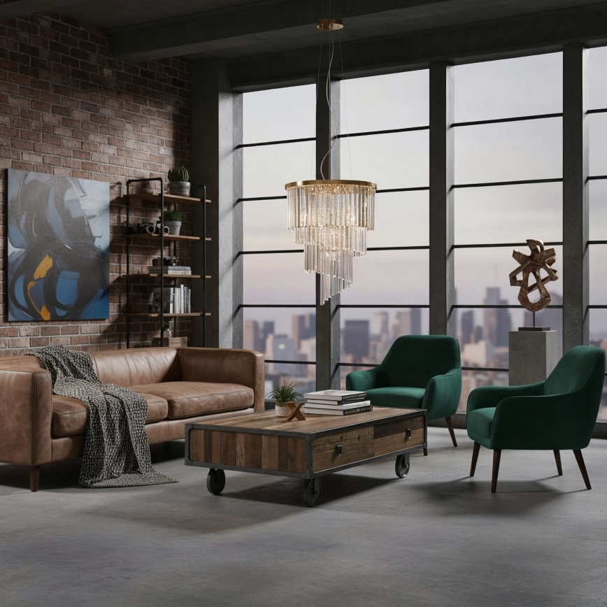 Ideal Lux - Krištolinis pakabinamas sietynas CARLTON 12xE14/40W/230V diametras 50 cm auksas