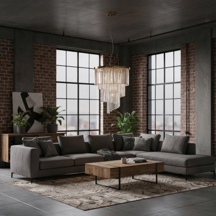 Ideal Lux - Krištolinis pakabinamas sietynas CARLTON 12xE14/40W/230V diametras 50 cm auksas