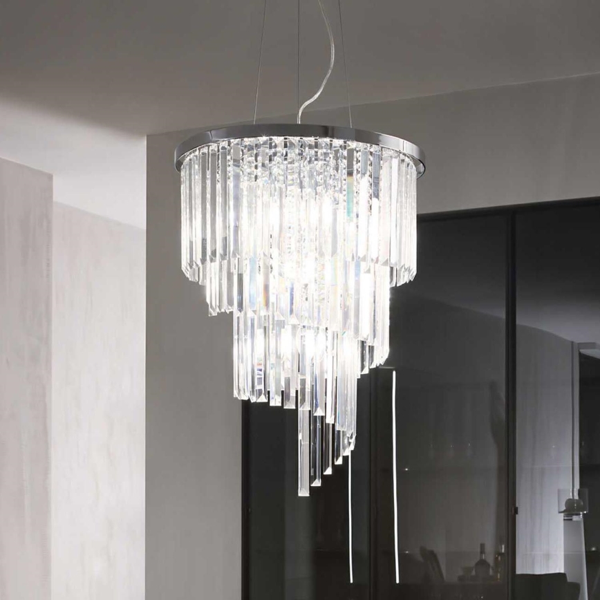 Ideal Lux - Krištolinis pakabinamas sietynas CARLTON 12xE14/40W/230V diametras 50 cm blizgus chromas
