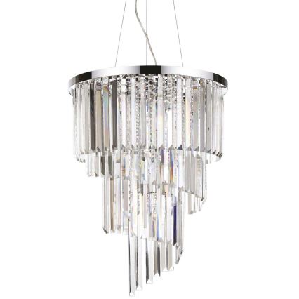 Ideal Lux - Krištolinis pakabinamas sietynas CARLTON 12xE14/40W/230V diametras 50 cm blizgus chromas