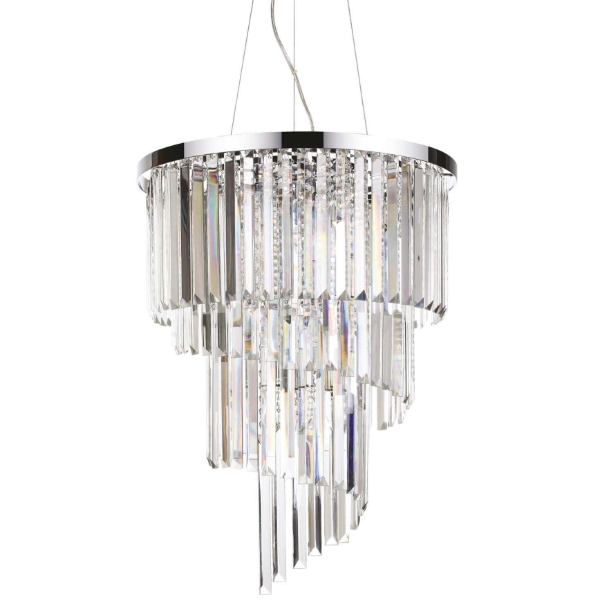 Ideal Lux - Krištolinis pakabinamas sietynas CARLTON 12xE14/40W/230V diametras 50 cm blizgus chromas