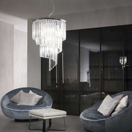 Ideal Lux - Krištolinis pakabinamas sietynas CARLTON 12xE14/40W/230V diametras 50 cm blizgus chromas
