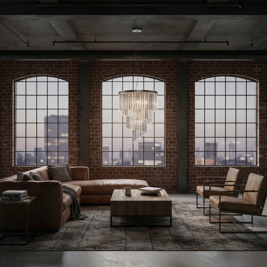 Ideal Lux - Krištolinis pakabinamas sietynas CARLTON 12xE14/40W/230V diametras 50 cm blizgus chromas