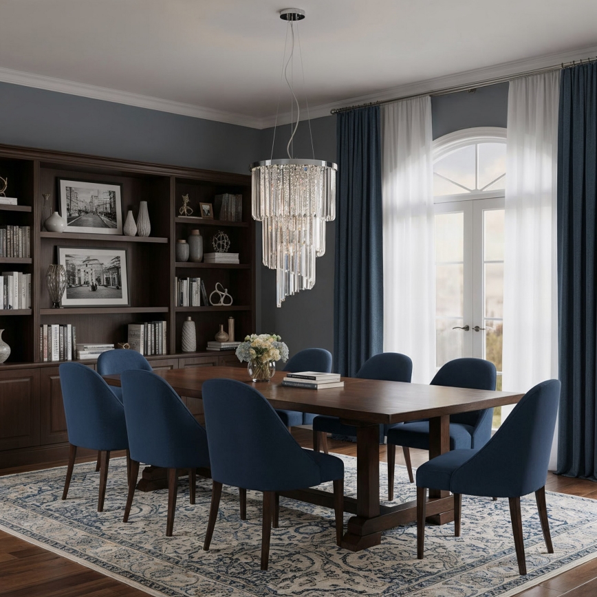 Ideal Lux - Krištolinis pakabinamas sietynas CARLTON 8xE14/40W/230V diametras 40 cm blizgus chromas