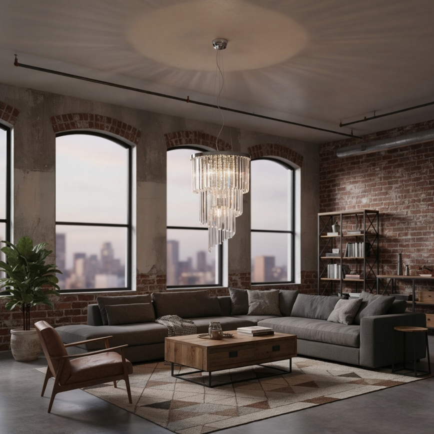 Ideal Lux - Krištolinis pakabinamas sietynas CARLTON 8xE14/40W/230V diametras 40 cm blizgus chromas