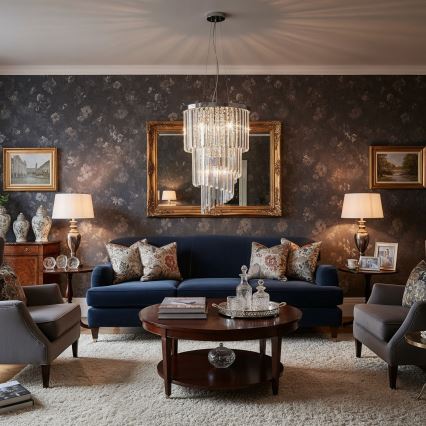 Ideal Lux - Krištolinis pakabinamas sietynas CARLTON 8xE14/40W/230V diametras 40 cm blizgus chromas