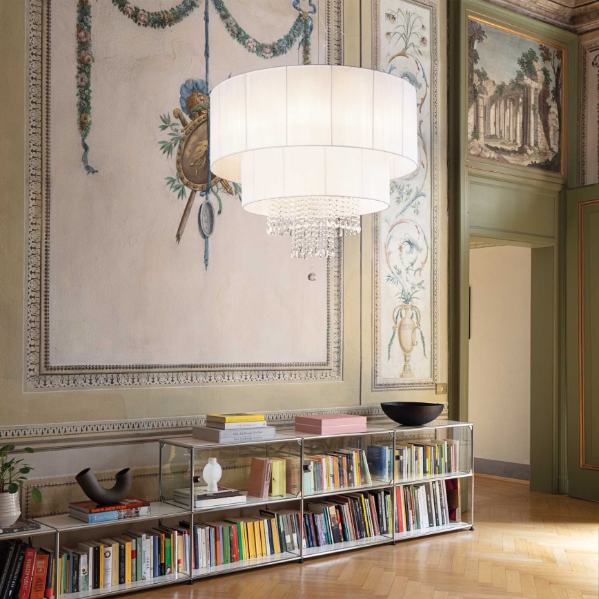 Ideal Lux - Krištolinis pakabinamas sietynas OPERA 10xE27/60W/230V diametras 90 cm balta