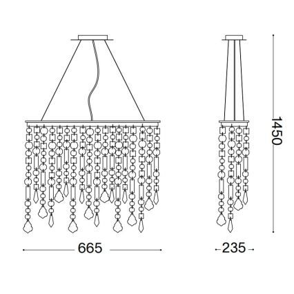Ideal Lux - Krištolinis pakabinamas sietynas RAIN 5xE14/40W/230V permatoma