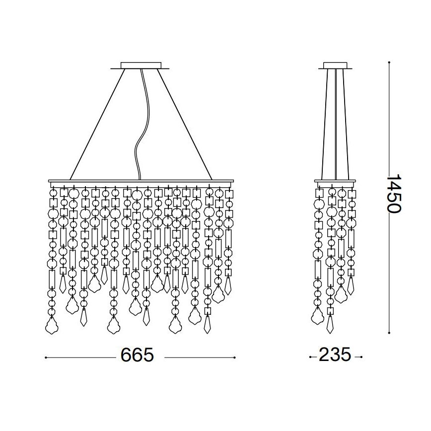 Ideal Lux - Krištolinis pakabinamas sietynas RAIN 5xE14/40W/230V permatoma