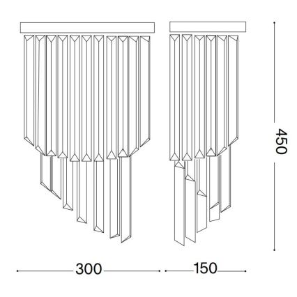 Ideal Lux - Krištolinis sieninis šviestuvas CARLTON 3xE14/40W/230V auksas
