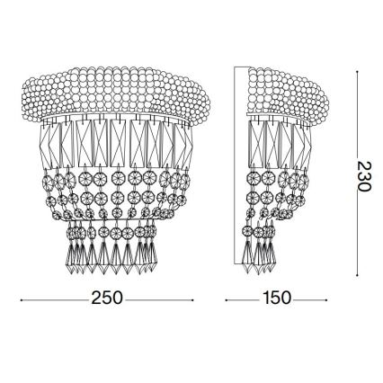 Ideal Lux - Krištolinis sieninis šviestuvas DUBAI 2xE14/28W/230V blizgus chromas