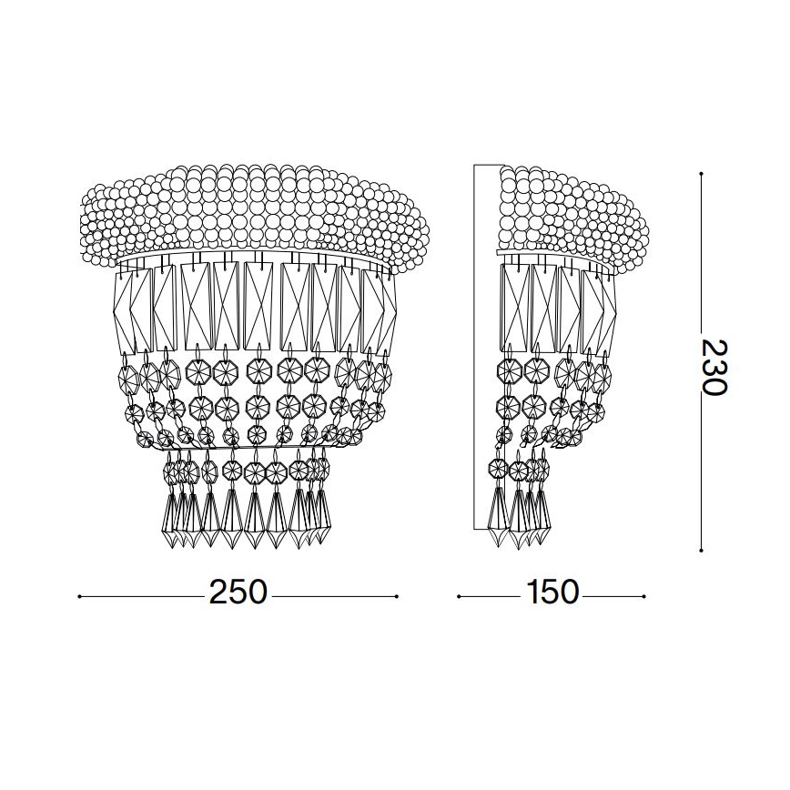 Ideal Lux - Krištolinis sieninis šviestuvas DUBAI 2xE14/28W/230V blizgus chromas
