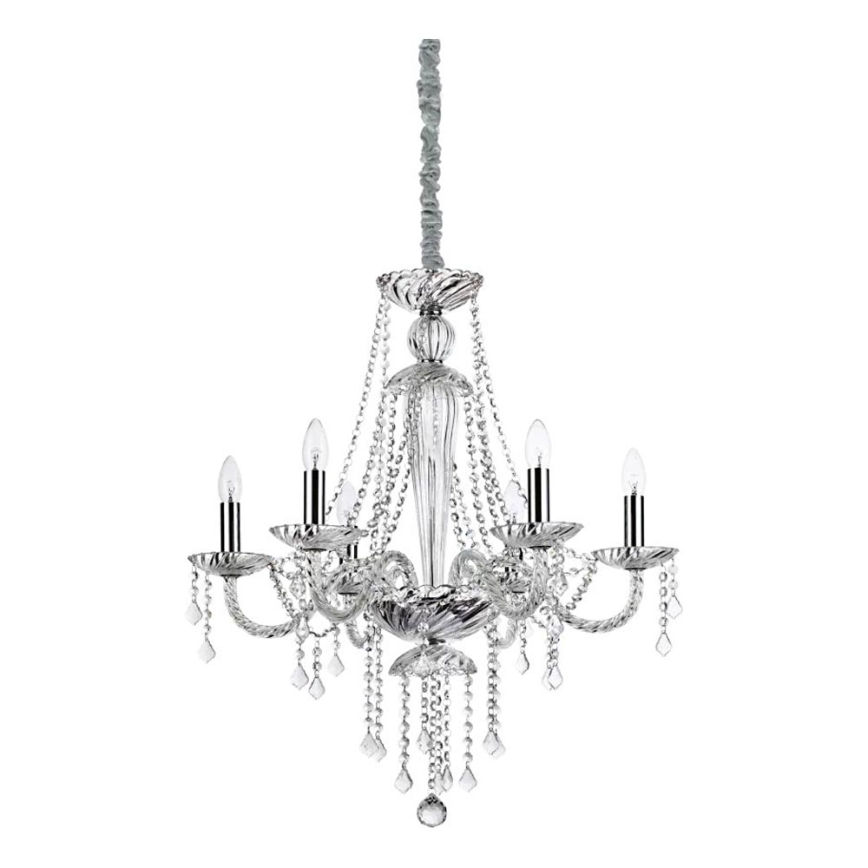 Ideal Lux - Krištolinis sietynas ant grandinės AMADEUS 6xE14/40W/230V diametras 67 cm permatoma
