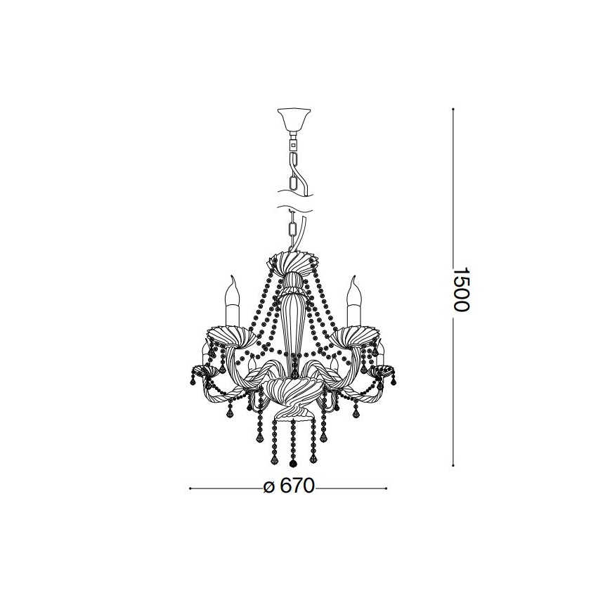 Ideal Lux - Krištolinis sietynas ant grandinės AMADEUS 6xE14/40W/230V diametras 67 cm permatoma