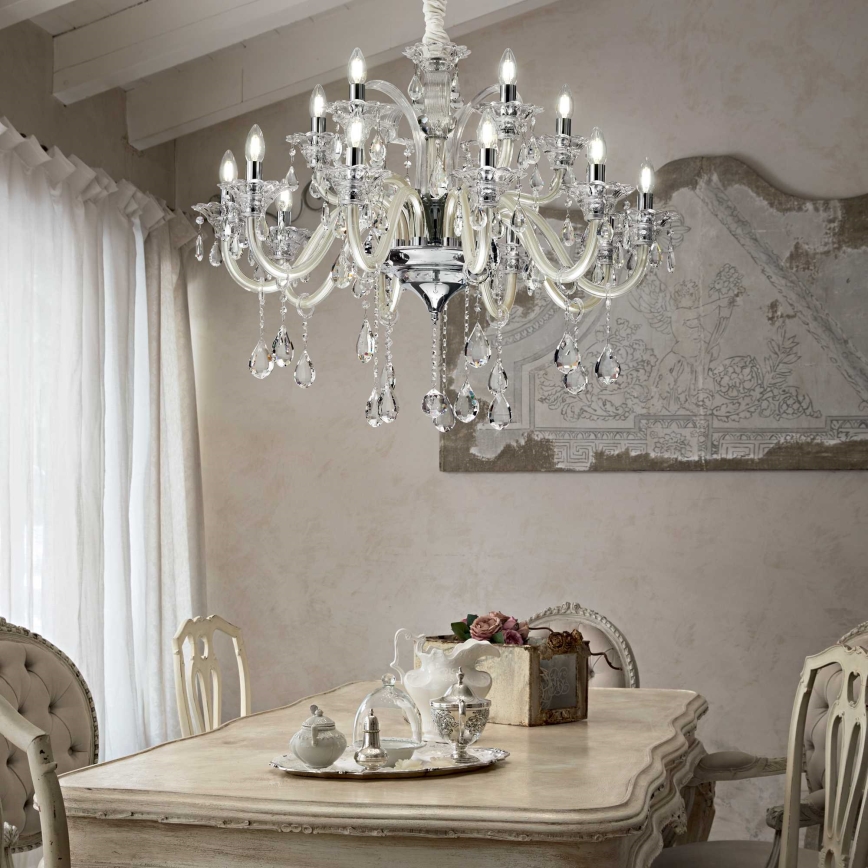 Ideal Lux - Krištolinis sietynas ant grandinės COLOSSAL 15xE14/40W/230V diametras 95 cm kreminė/blizgus chromas