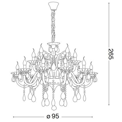 Ideal Lux - Krištolinis sietynas ant grandinės COLOSSAL 15xE14/40W/230V diametras 95 cm kreminė/blizgus chromas