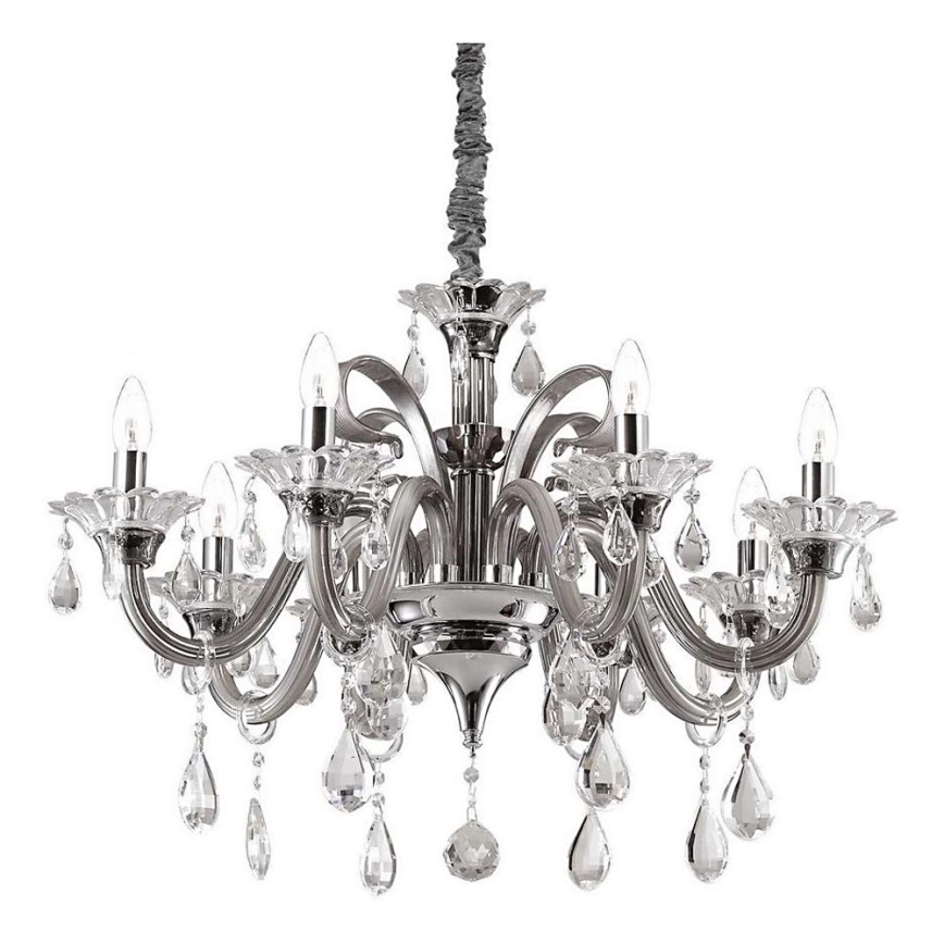 Ideal Lux - Krištolinis sietynas ant grandinės COLOSSAL 8xE14/40W/230V diametras 78 cm pilka/blizgus chromas