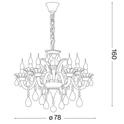 Ideal Lux - Krištolinis sietynas ant grandinės COLOSSAL 8xE14/40W/230V diametras 78 cm pilka/blizgus chromas