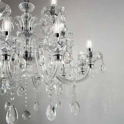 Ideal Lux - Krištolinis sietynas ant grandinės CONTINENTAL 12xE14/40W/230V diametras 86 cm permatoma