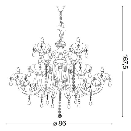 Ideal Lux - Krištolinis sietynas ant grandinės CONTINENTAL 12xE14/40W/230V diametras 86 cm permatoma