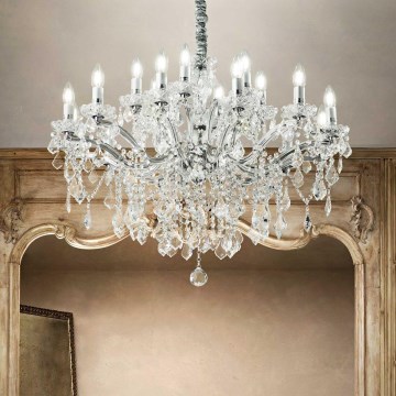 Ideal Lux - Krištolinis sietynas ant grandinės FLORIAN 18xE14/40W/230V diametras 86 cm permatoma