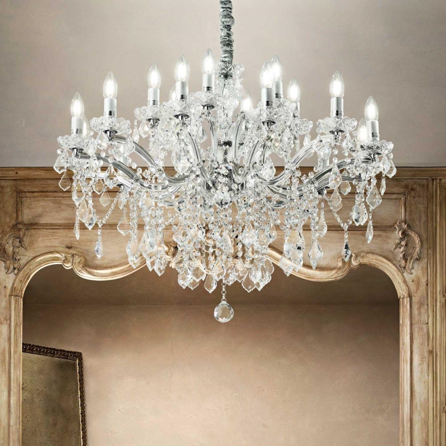 Ideal Lux - Krištolinis sietynas ant grandinės FLORIAN 18xE14/40W/230V diametras 86 cm permatoma