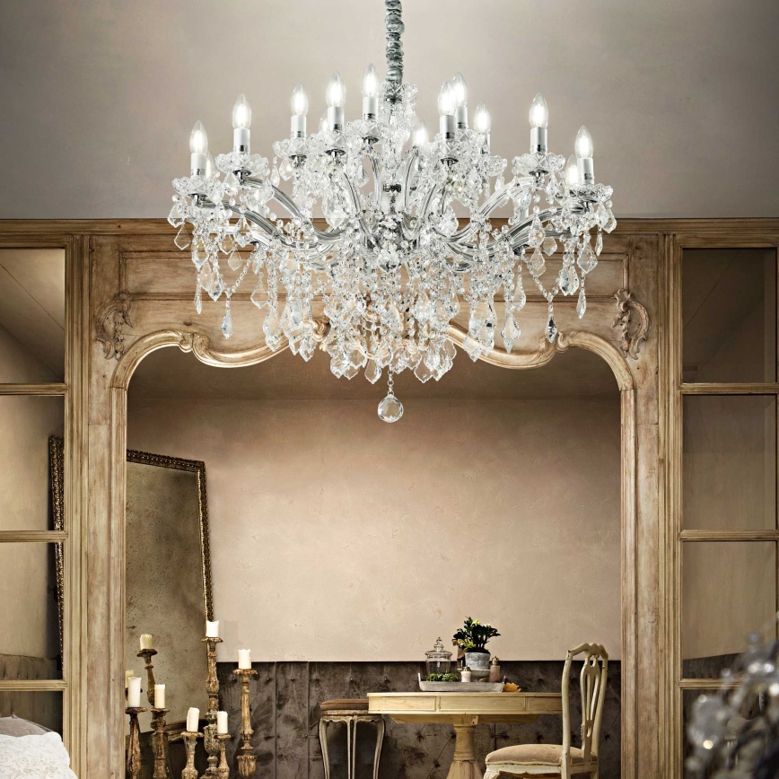 Ideal Lux - Krištolinis sietynas ant grandinės FLORIAN 18xE14/40W/230V diametras 86 cm permatoma