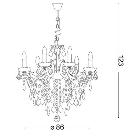 Ideal Lux - Krištolinis sietynas ant grandinės FLORIAN 18xE14/40W/230V diametras 86 cm permatoma