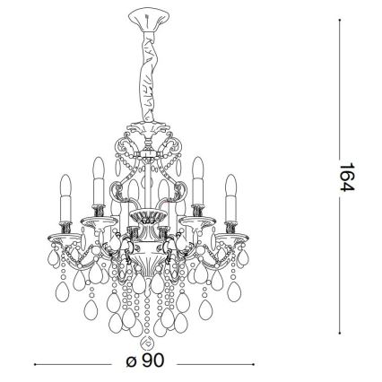 Ideal Lux - Krištolinis sietynas ant grandinės GIOCONDA 12xE14/40W/230V diametras 90 cm auksas