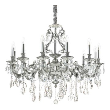 Ideal Lux - Krištolinis sietynas ant grandinės GIOCONDA 12xE14/40W/230V diametras 90 cm sidabras