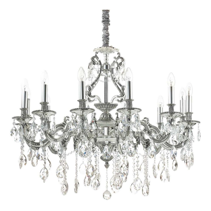 Ideal Lux - Krištolinis sietynas ant grandinės GIOCONDA 12xE14/40W/230V diametras 90 cm sidabras