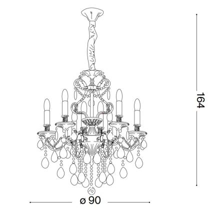 Ideal Lux - Krištolinis sietynas ant grandinės GIOCONDA 12xE14/40W/230V diametras 90 cm sidabras