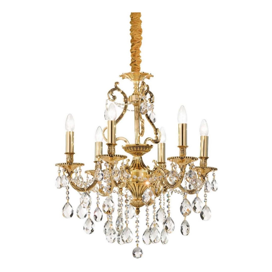 Ideal Lux - Krištolinis sietynas ant grandinės GIOCONDA 6xE14/40W/230V diametras 62 cm auksas