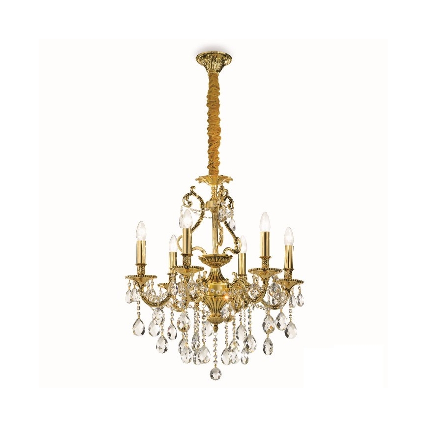 Ideal Lux - Krištolinis sietynas ant grandinės GIOCONDA 6xE14/40W/230V diametras 62 cm auksas