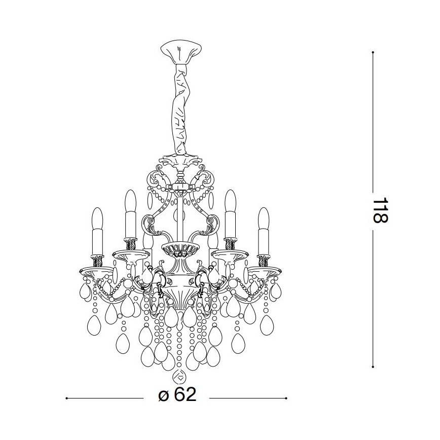 Ideal Lux - Krištolinis sietynas ant grandinės GIOCONDA 6xE14/40W/230V diametras 62 cm auksas