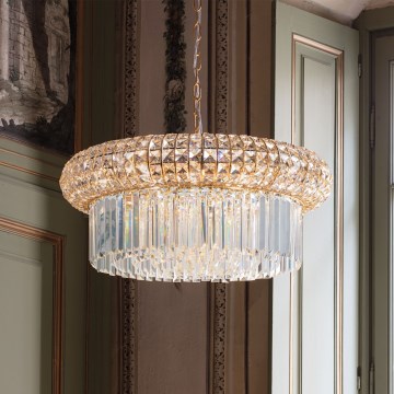 Ideal Lux - Krištolinis sietynas ant grandinės NABUCCO 12xE14/40W/230V diametras 60 cm auksas