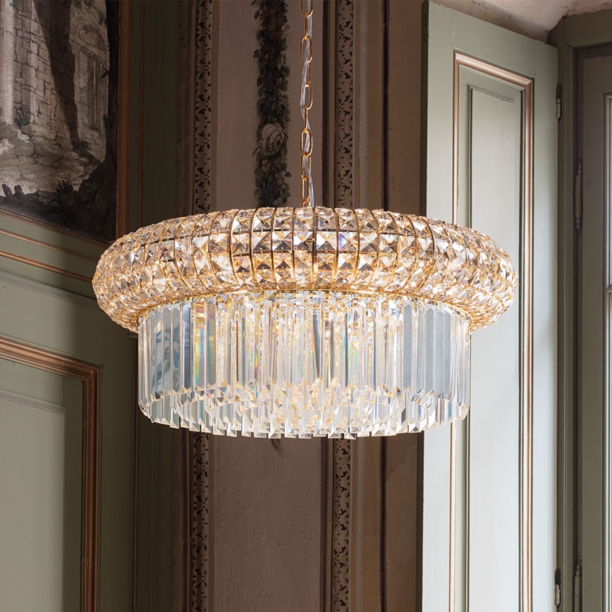 Ideal Lux - Krištolinis sietynas ant grandinės NABUCCO 12xE14/40W/230V diametras 60 cm auksas
