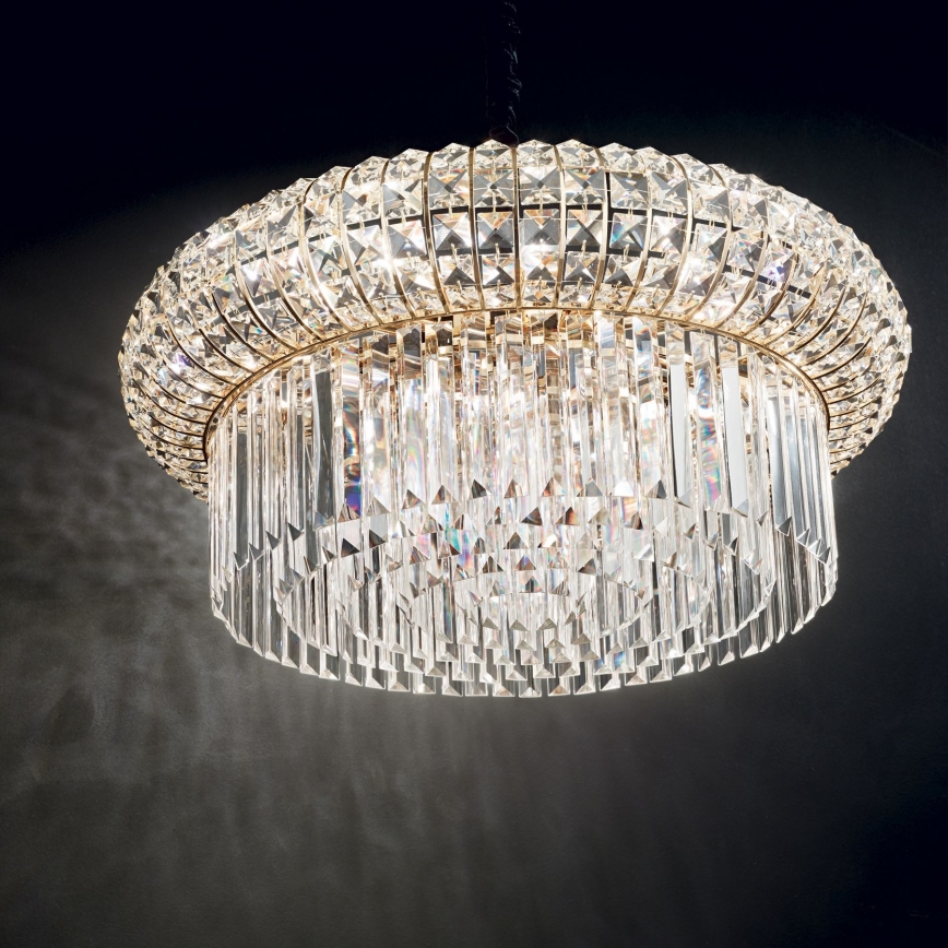 Ideal Lux - Krištolinis sietynas ant grandinės NABUCCO 12xE14/40W/230V diametras 60 cm auksas