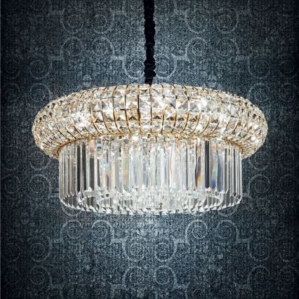 Ideal Lux - Krištolinis sietynas ant grandinės NABUCCO 12xE14/40W/230V diametras 60 cm auksas